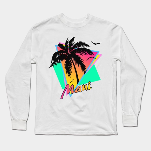 Maui Cool 80s Sunset Long Sleeve T-Shirt by Nerd_art